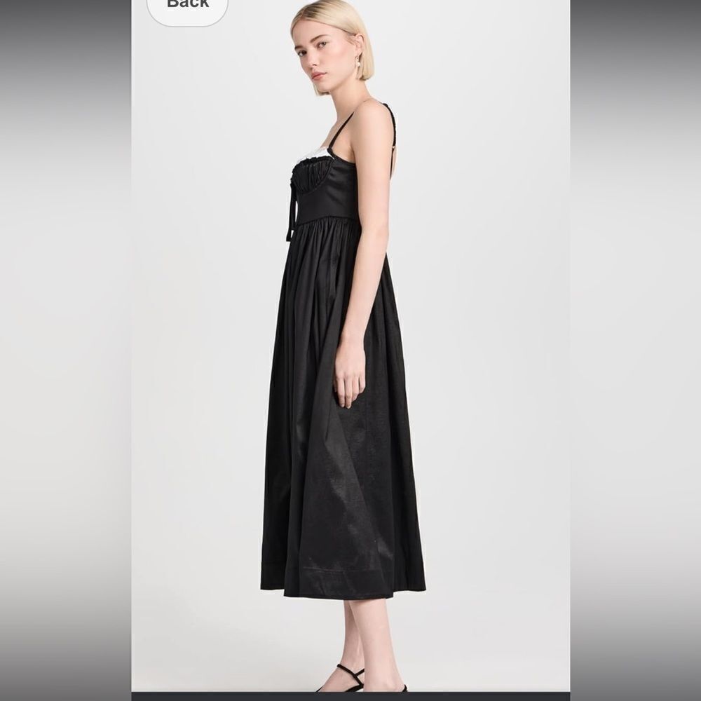 For‎ Love And Lemons Doris Taffeta Midi Corset Dress Black White Lace Medium NWT - Picture 4 of 16